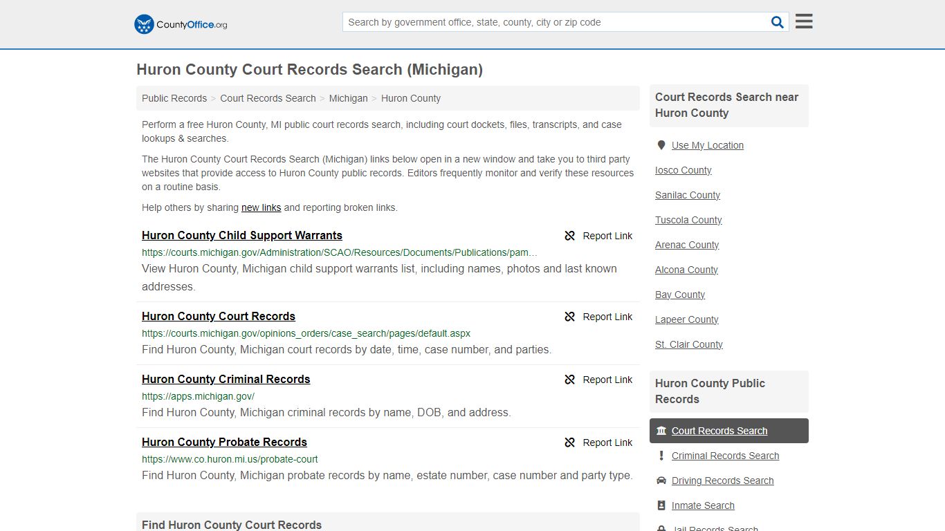 Huron County Court Records Search (Michigan) - County Office